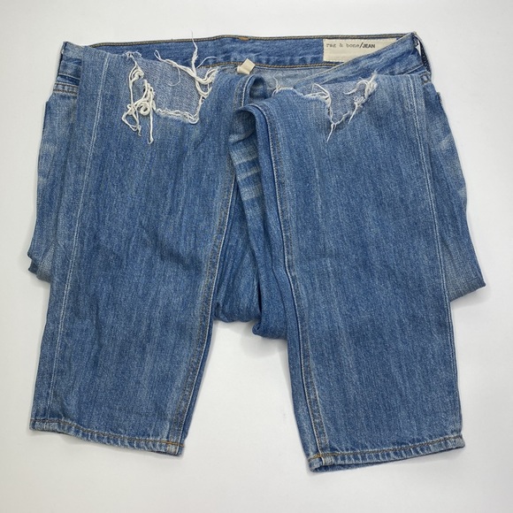 rag & bone Boyfriend Jean in Moss with Holes Size 24 - Picture 3 of 7
